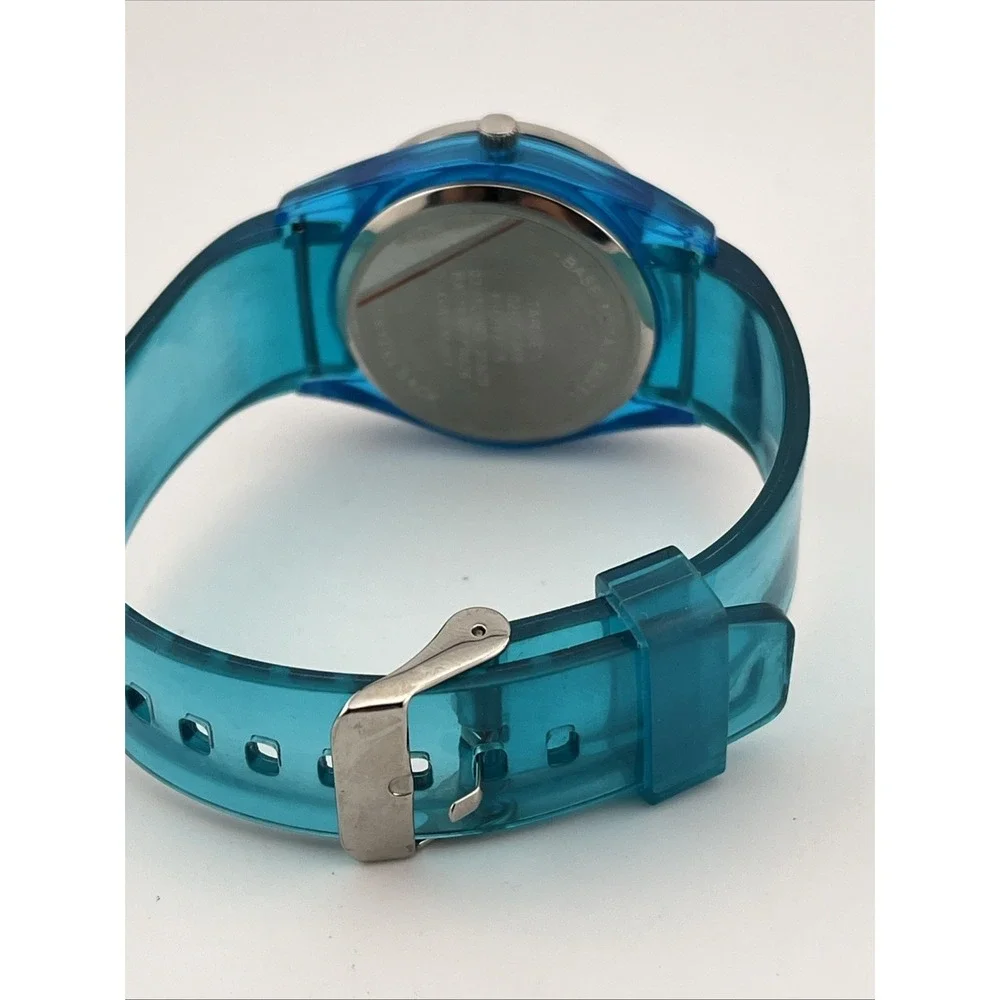 Target Watch Women 36mm Case Blue Plastic Band Silver Bezel- New Battery‎